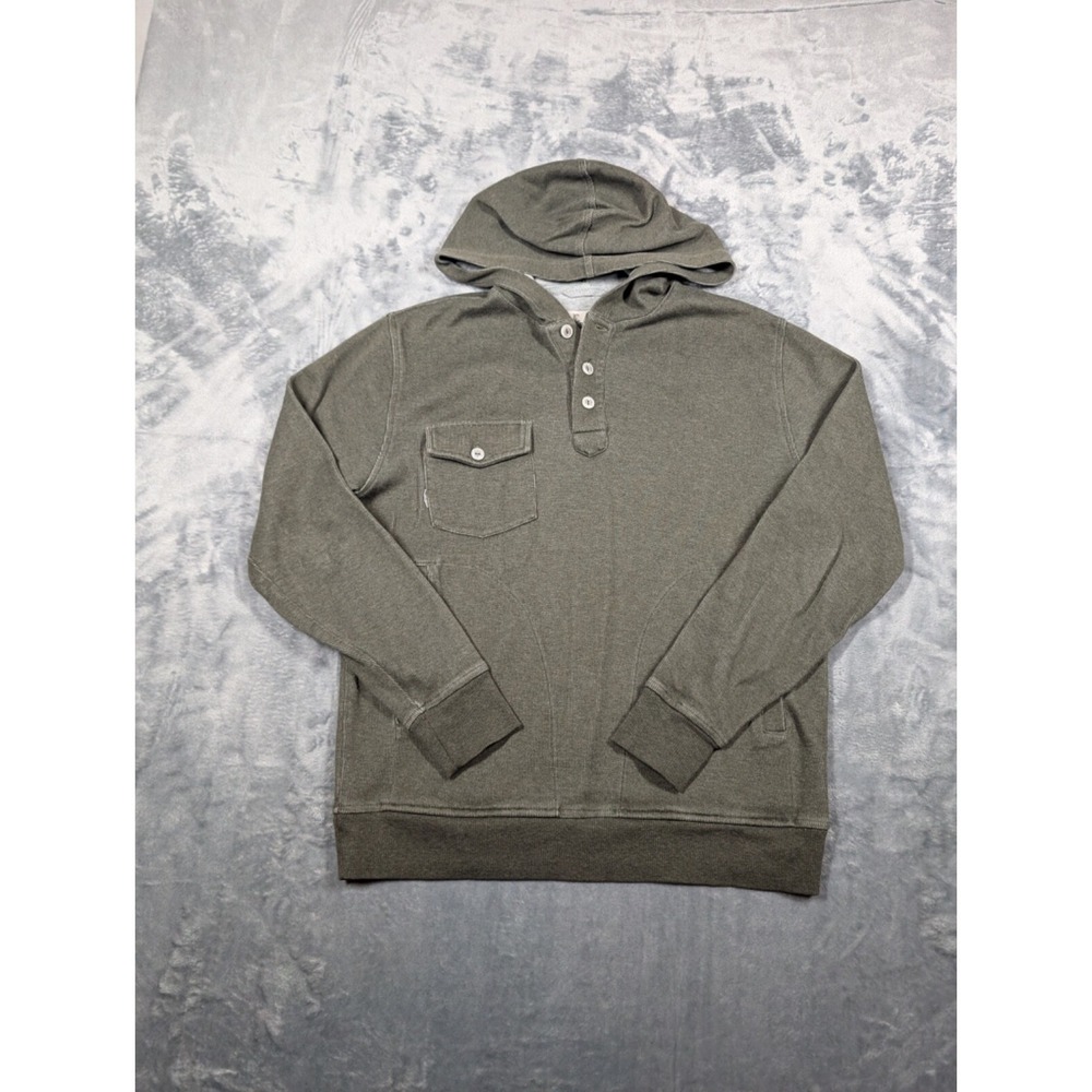 Linksoul Men's Henley Green Pullover Hoodie Size Medium Golf Outdoors Sweatshirt